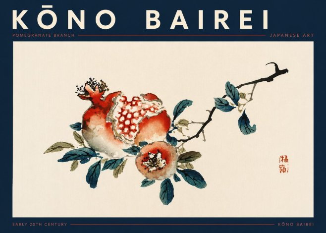 Kōno Bairei Pomegranate Branch No6 - Plakat
