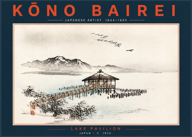 Kōno Bairei Lake Pavilion No5 - Plakat
