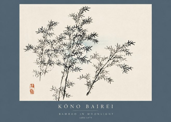 Kōno Bairei Bamboo in Moonlight No2 - Plakat