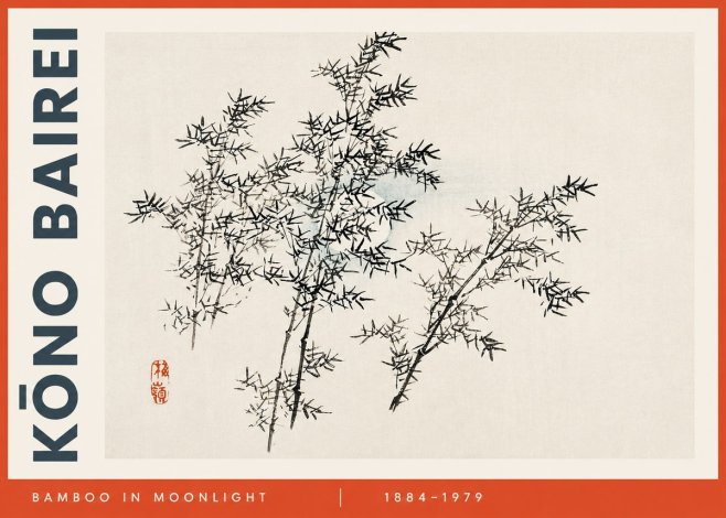 Kōno Bairei Bamboo in Moonlight No3 - Plakat