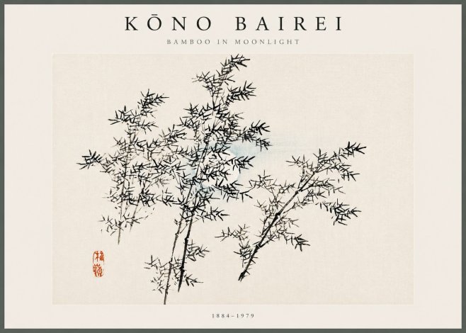 Kōno Bairei Bamboo in Moonlight No5 - Plakat