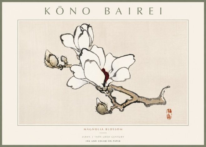 Kōno Bairei Magnolia Blossom No5 - Plakat
