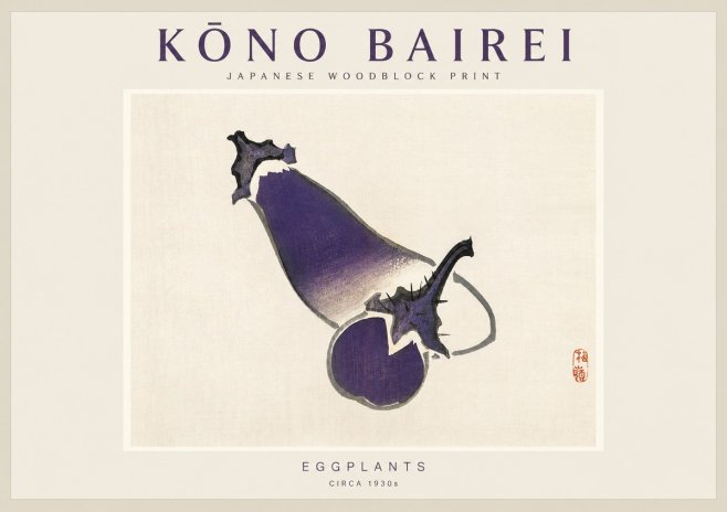 Kōno Bairei Eggplants No1 - Plakat