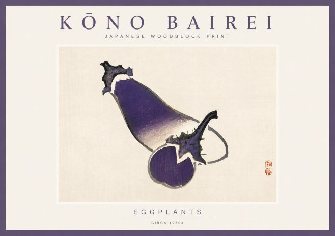 Kōno Bairei Eggplants No2 - Plakat