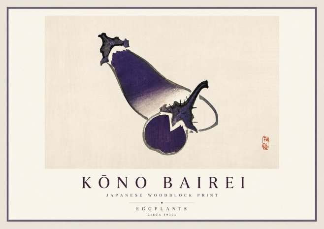 Kōno Bairei Eggplants No3 - Plakat