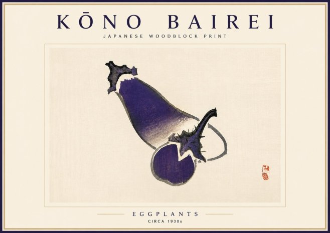 Kōno Bairei Eggplants No4 - Plakat