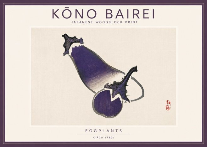 Kōno Bairei Eggplants No5 - Plakat