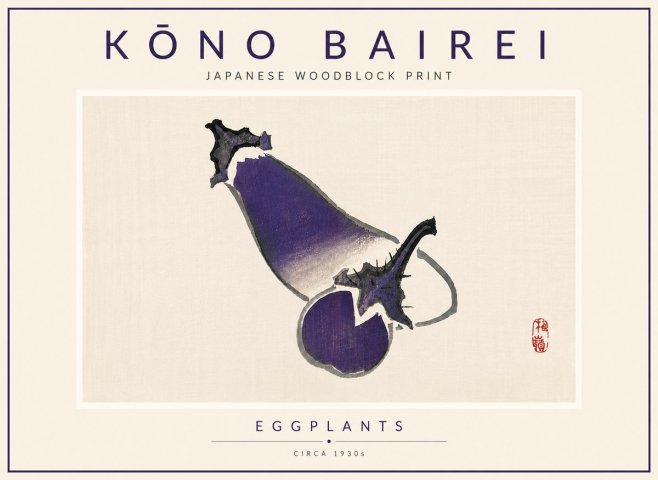 Kōno Bairei Eggplants No6 - Plakat
