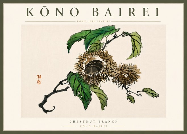 Kōno Bairei Chestnut Branch No6 - Plakat