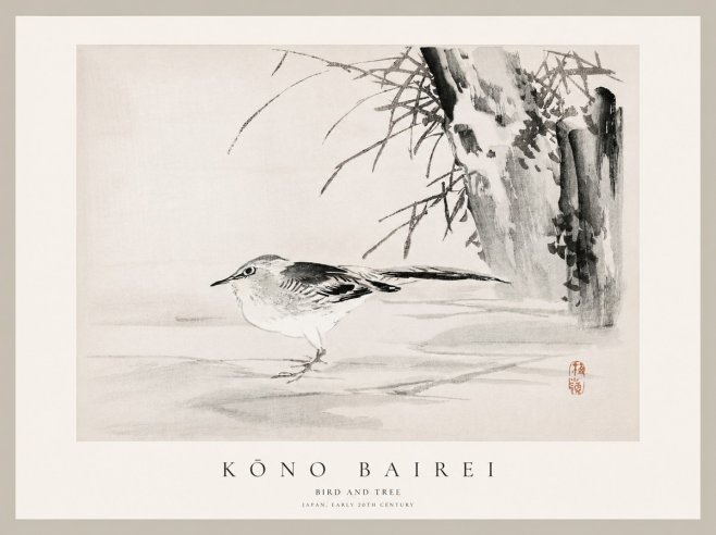 Kōno Bairei Bird and Tree No1 - Plakat