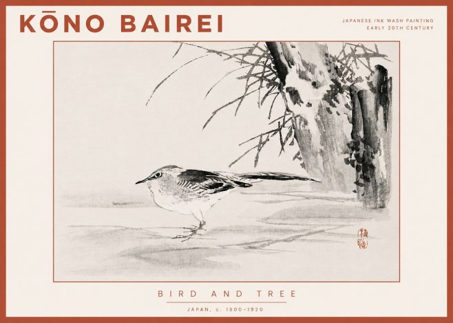 Kōno Bairei Bird and Tree No4 - Plakat