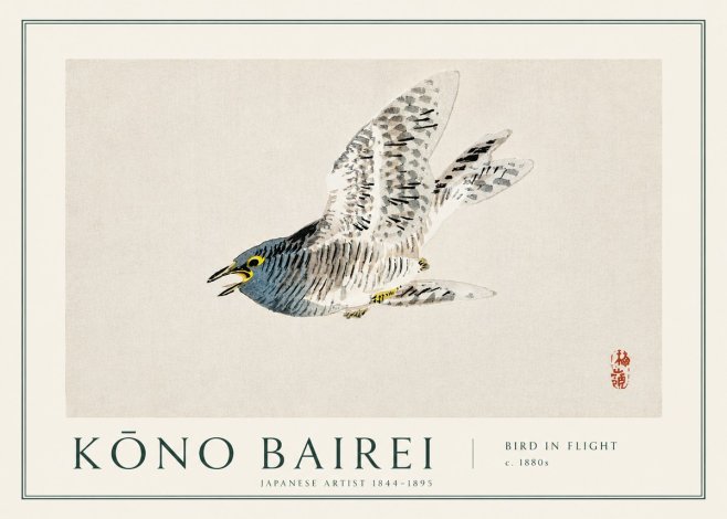 Kōno Bairei Bird in Flight No3 - Plakat