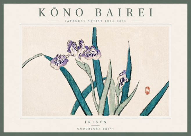 Kōno Bairei Irises No3 - Plakat