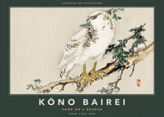 Kōno Bairei Hawk on a Branch No2 - Plakat