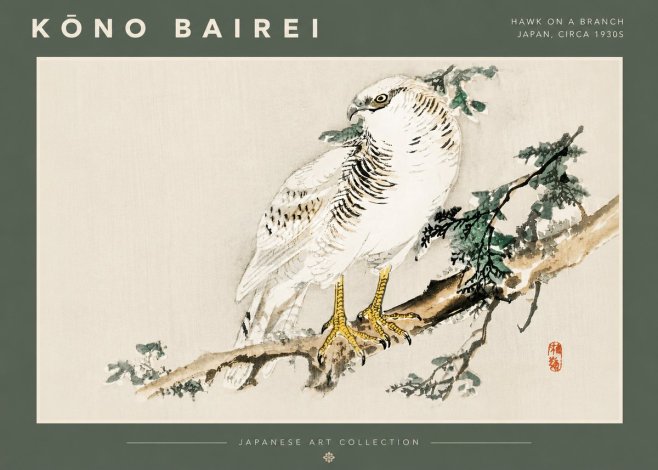 Kōno Bairei Hawk on a Branch No4 - Plakat