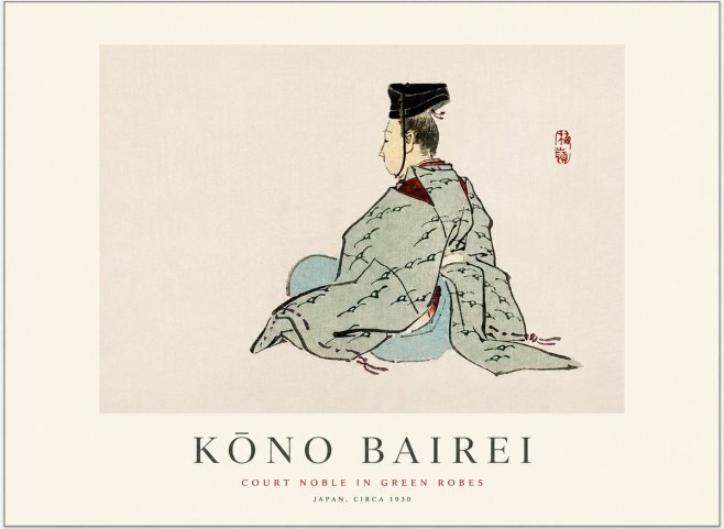 Kōno Bairei Court Noble in Green Robes No1 - Plakat