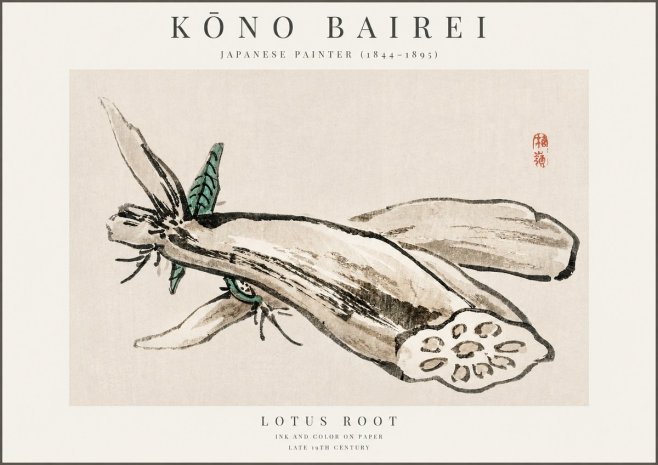 Kōno Bairei Lotus Root No1 - Plakat