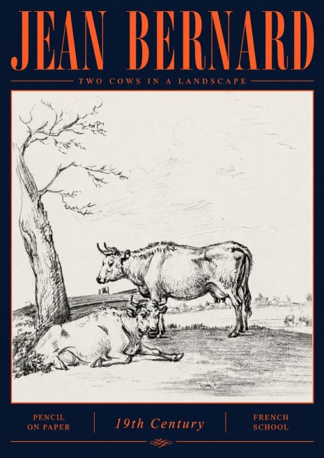 Jean Bernard Two Cows in a Landscape No6 - Plakat