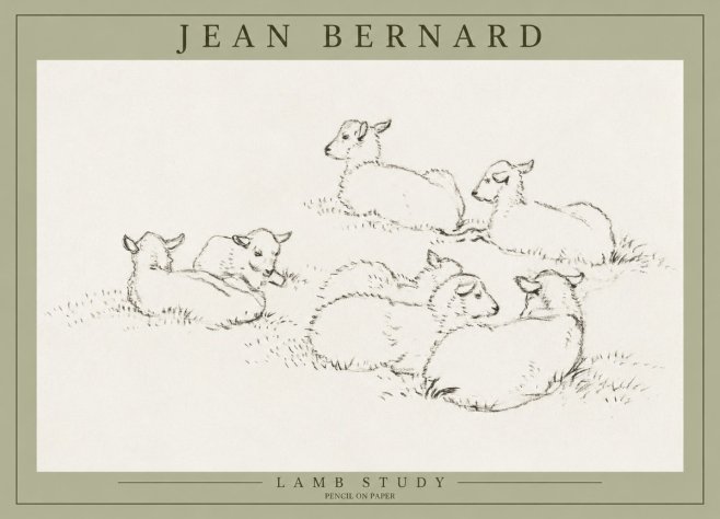 Jean Bernard Study of Lambs No3 - Plakat