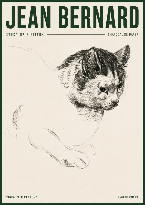 Jean Bernard Study of a Kitten I No3 - Plakat