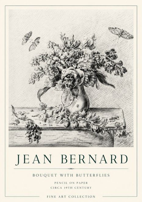 Jean Bernard Floral Still Life with Insects No2 - Plakat