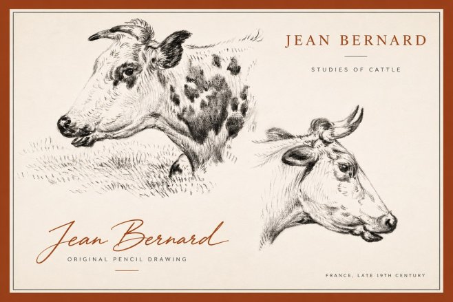 Jean Bernard Studies of Cattle I No3 - Plakat