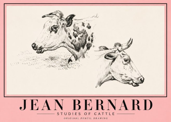 Jean Bernard Studies of Cattle I No5 - Plakat