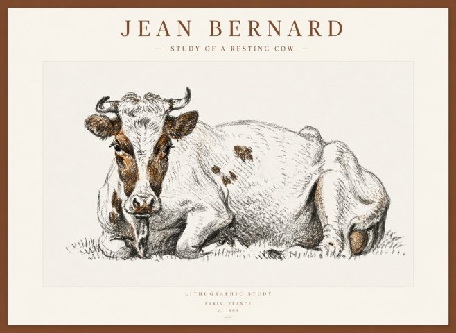 Jean Bernard Study of a Resting Cow III No1 - Plakat