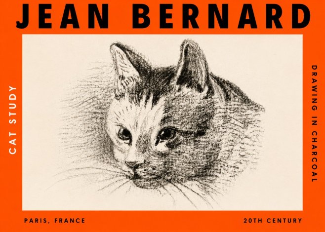 Jean Bernard Cat Study III No3 - Plakat