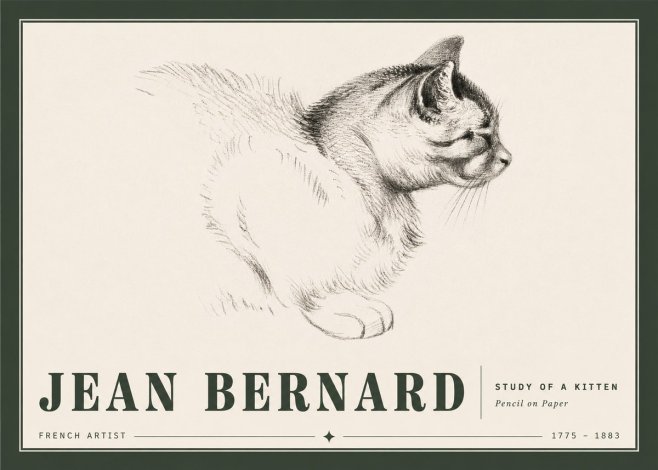Jean Bernard Study of a Kitten II No5 - Plakat