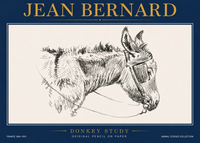 Jean Bernard Donkey Study II No4 - Plakat