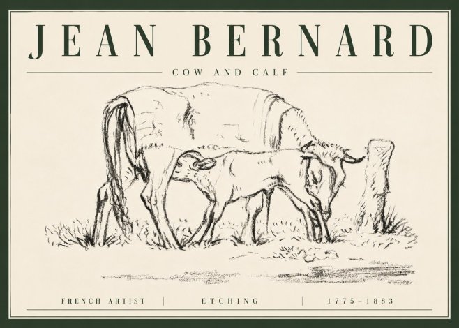 Jean Bernard Cow and Calf I No6 - Plakat