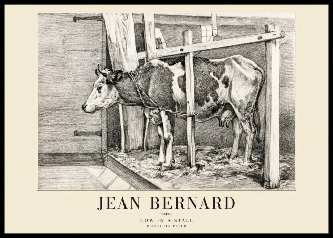 Jean Bernard Cow in a Stall No1 - Plakat