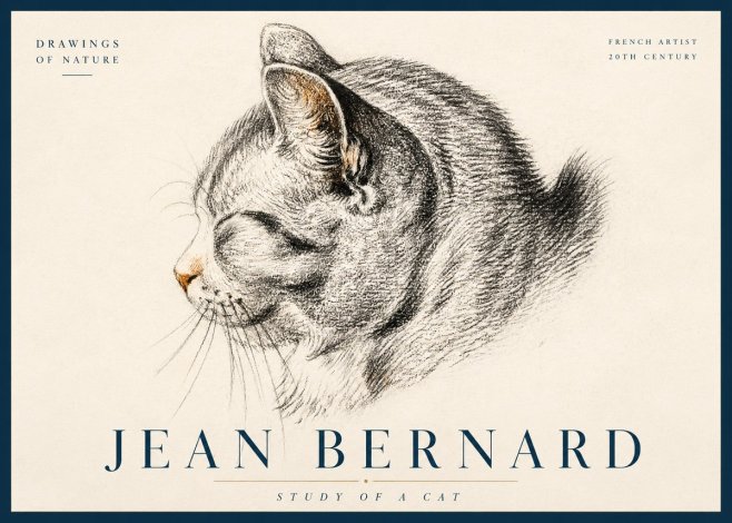 Jean Bernard Study of a Cat I No3 - Plakat