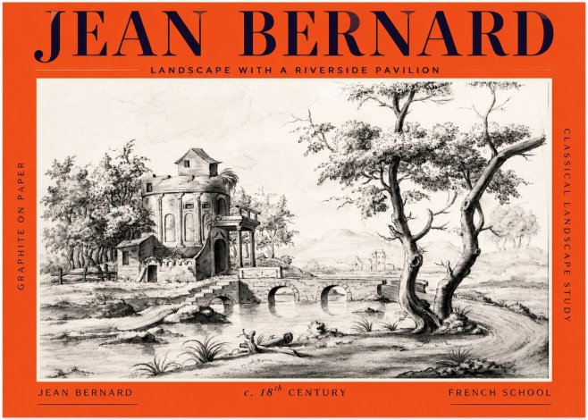 Jean Bernard Riverside Landscape with Bridge and Tower No3 - Plakat