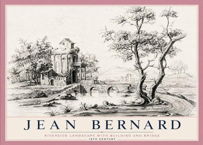 Jean Bernard Riverside Landscape with Bridge and Tower No6 - Plakat