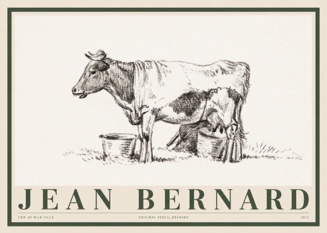 Jean Bernard Cow at Milk Pails No1 - Plakat