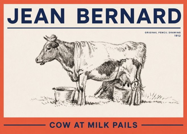 Jean Bernard Cow at Milk Pails No2 - Plakat