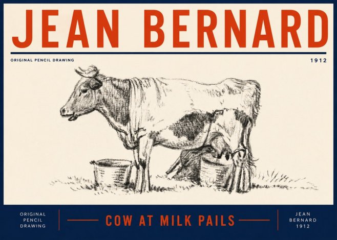 Jean Bernard Cow at Milk Pails No5 - Plakat