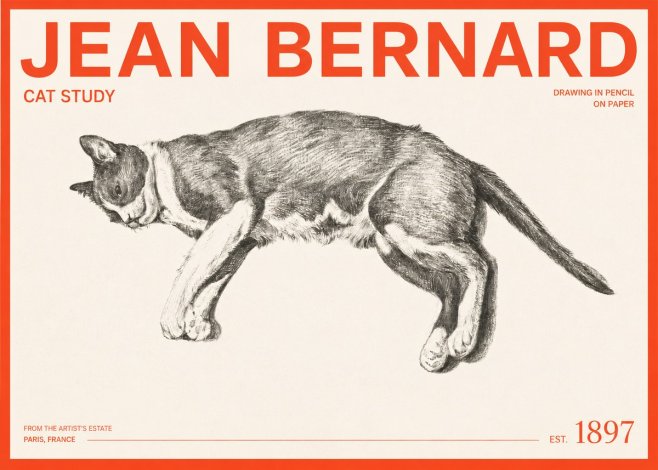 Jean Bernard Cat Study VII No2 - Plakat