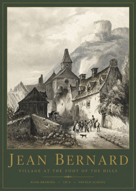 Jean Bernard Village at the Foot of the Hill No4 - Plakat