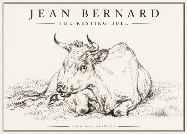 Jean Bernard Study of a Cow, Resting No3 - Plakat