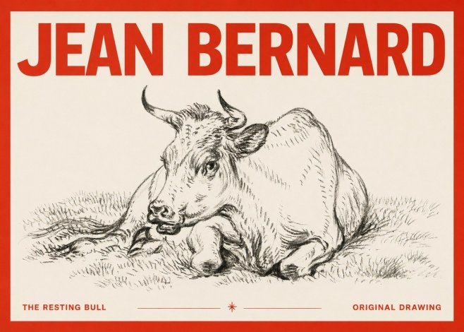 Jean Bernard Study of a Cow, Resting No4 - Plakat