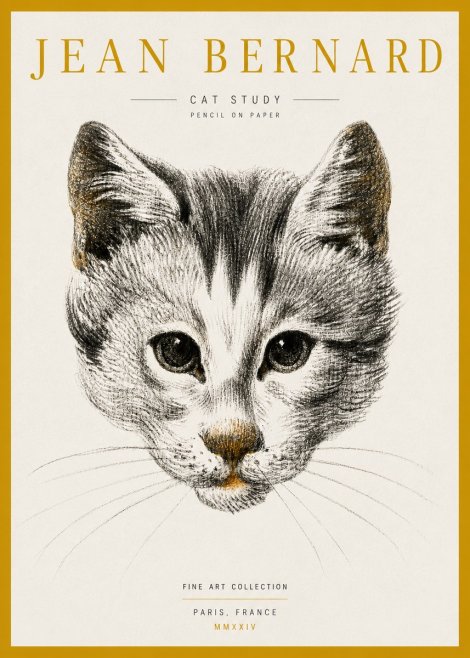 Jean Bernard Cat Study IX No5 - Plakat