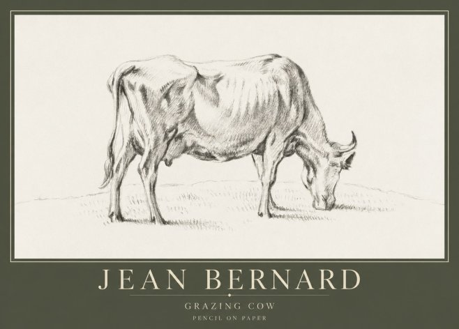 Jean Bernard Study of a Cow Grazing I No5 - Plakat