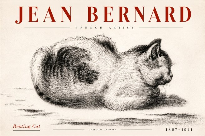 Jean Bernard Resting Cat No5 - Plakat
