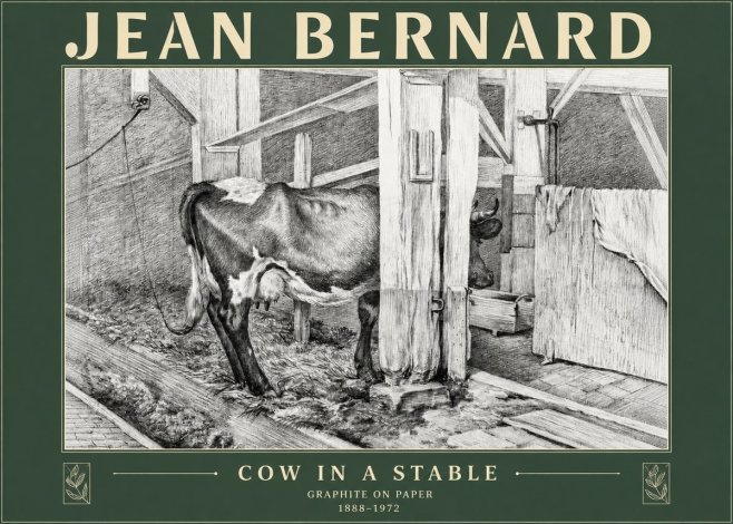 Jean Bernard Cow in a Stable No3 - Plakat
