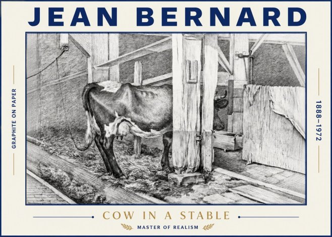 Jean Bernard Cow in a Stable No4 - Plakat