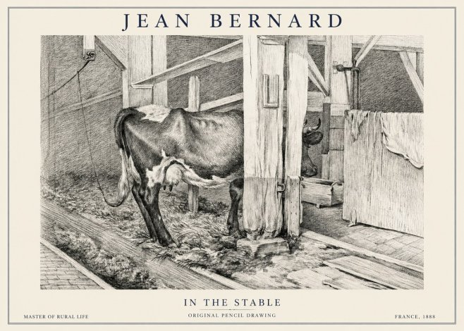Jean Bernard Cow in a Stable No6 - Plakat