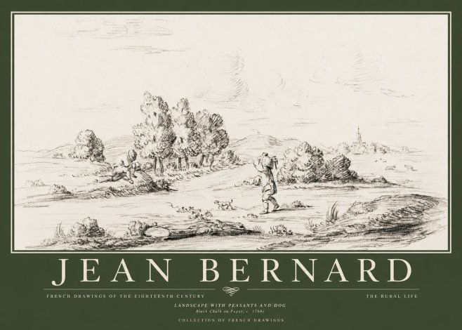 Jean Bernard Landscape with Figures and Distant Village No5 - Plakat
